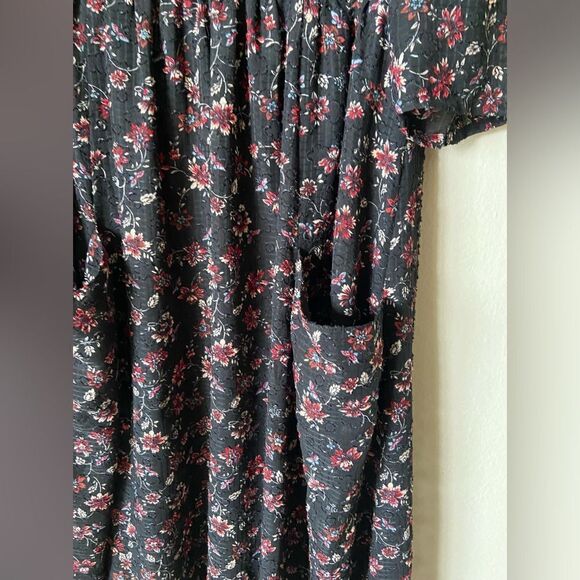 Ba&sh Galvin Midi Black Dress Floral Size L - Picture 10 of 13